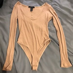 SOLD!! Tan plunge bodysuit